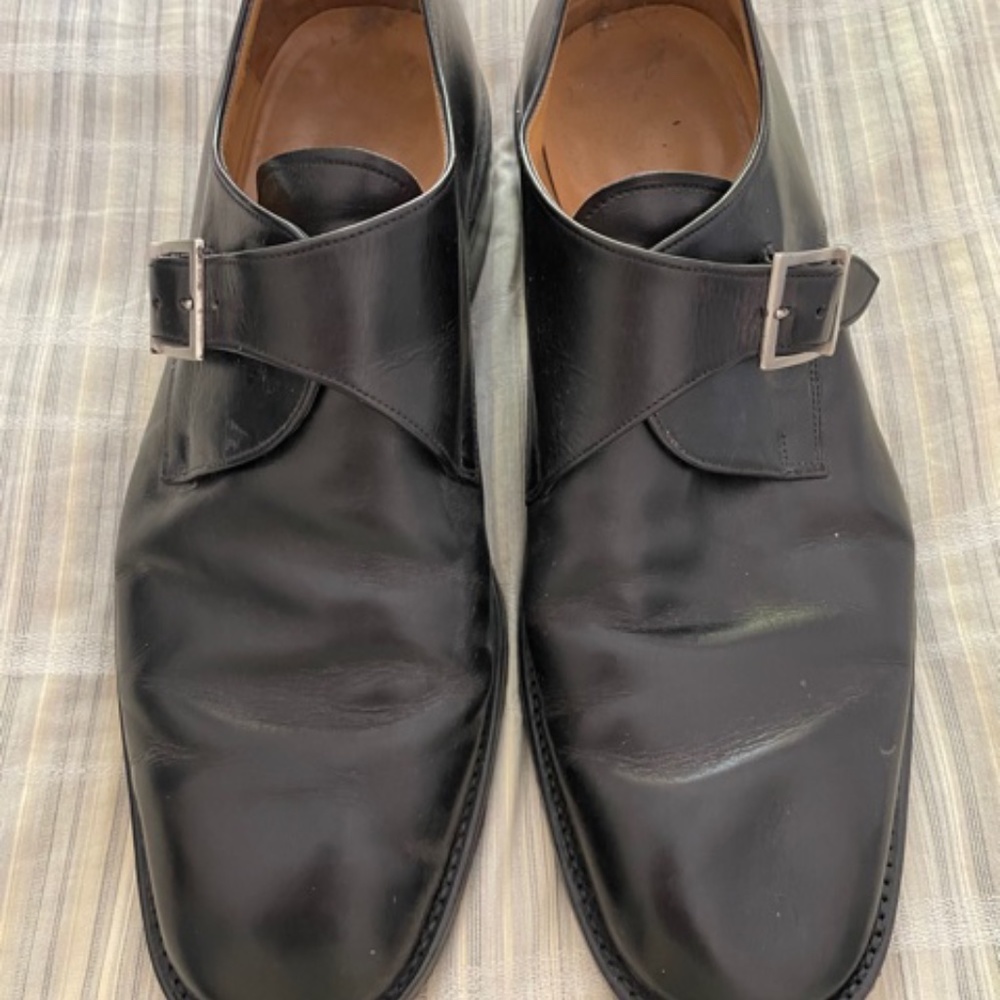 Bally Monk Strap Black Dress Loafers Size 11.5 D